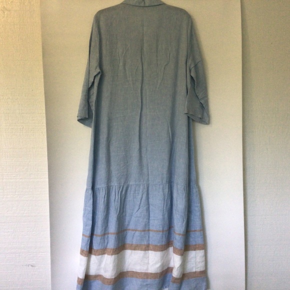 Poetry maxi dress linen light blue sleeves - Picture 3 of 9